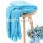 100%Polyester Soft Blue Chenille Blanket Throw with Fringe for Home Bed Sofa Couch Chair