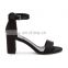 ladies high quality high heel satin leather sandals shoes women ankle strap covered heel design for ladies footwear