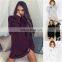 Bespoke Logo Women's Long-sleeved Knitted High-necked Skirts Wrapped Around the Hips Sexy Pocket Dresses Factory Direct Selling