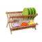 Wooden 2-Tier Dish Drainer Kitchen Plate Rack for Kitchen Countertop Bamboo Collapsible Dish Drying Rack