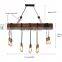 Kitchen bars long rectangle industrial vintage lamp loft retro iron chains wood pendant light