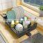 Stainless Steel Dish Drying Rack Adjustable Kitchen Plates Organizer with Drainboard over Sink Countertop Cutlery Storage Holder