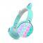 Portable Led RGB Colors Blue Tooth Headset Girls Women Cute Cat Ear Earphone Bt Wireless Headphones with Microphone
