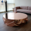 Stainless Steel Geometric Table - Polished Gold Ball Base, Smooth Top, Luxurious Interior (Modern Art Center)