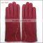 ladies simple red woolen and beautiful women PU hand gloves