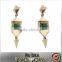 Green Stone Alloy Triangle Pendant Earrings