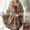 Cashmere and Fox Fur Trim Cape Korean Fashion Poncho