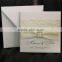Hot sale beautiful white lace wedding invitations with ivory ribbons & crystal brooches
