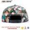 Flat leather bill custom made blank flower 6 panel snapback hat