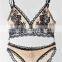 stretch lace bra and hipster sets, elastic stripe band sport chic lace bralette sets