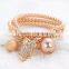 China wholesale fashion jewelry rope zinc alloy rhinestone gold owl bracelet design for girls