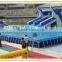 commercial grade rectangular metal frame swimming pool with inflatable water slides, inflatable deep swimming pool