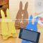 Wooden Rabbit Cell phone Stand Cradle, Cute Rabbit Smartphone Stand Docking Bench