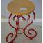 Antique metal stool with wood board top