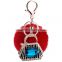 2016 New Rabbit Fluffy Ball Keychain 8CM Bag Rhinestone Cute Fur Ball Key Chain For Car Key Ring Car Ornaments Bag Pendant