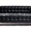 American style black leather sofa 3 seater modern lobby sofa design