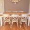 antique stackable colorful cross back wood chair