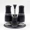 Glass Spice Jar Bottle Set With Plastic Stand Black Cover