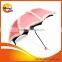 Custom Pink Color Three Folds Umbrella for Promotion