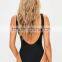 2017 MGOO Low Back sexy Gold print Swimsuit Black With Stretchy Fabric One Piece Swimwear High Cut Foil Print Logo
