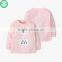 Puff printing cute pink crew neck baby girls long sleeves t-shirt