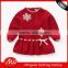 girls fancy christmas pattern 100% cotton sweater dress designs for kids with hand knitted