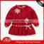 girls fancy christmas pattern 100% cotton sweater dress designs for kids with hand knitted