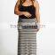 Grey Black Striped Plus Size Maternity Maxi Skirt XYD2837