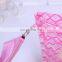 Pink Cotton Handle Weave Pattern Women Shoulder Tote Bag