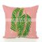 Pink 18 x 18 Inch Plants linen cotton fabric Square Cushion Cover Throw Pillow Case