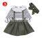 Kids Clothing Baby Girl Clothes Set Girls Stripe lace Tops + Suspender Skirt + headbands Outfits Set Summer Autumn