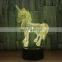 Unicorn 3D visual illusion light transparent acrylic night light LED light 7 color change touch table lamp children lamp