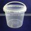 500ml 1L Food Grade Round Plastic Packaging For Chocolate Sauce Tub With Handle Transparent Color Plastic Bucket