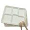 Rectangle Plate with 5 Compartment -Super Strong - Unbleached Sugarcane Bagasse plates-Home COMPOSTABLE Biodegradable ECO Friendly