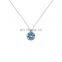 Fashion S925 Sterling Silver Jewelry Ocean Heart Birthstone Pendant Crystal Women Necklace