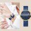 Shengke 2021 New Fashion Ladies Watches Set Alloy Case Steel Mesh Band Blue Wristwatch Gift Set Earing Necklace Accessory