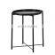 Foldable Side End Sofa Tray Metal Black Small Round Coffee Table Tea Table For Outdoor And Indoor