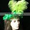 Carnival Headdress Hand Painted(green Color) Female headdress With Ostrich Feather