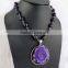 Stripped Onyx & Amethyst Antique 925 Sterling Silver Necklace, Silver Jewellery, 925 Silver Jewellery