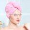 High quality super-thick microfiber hair drying cap lady gym swimming shower pink yellow hair fast dry drying cap turban towel