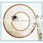 Amber color round MDF wooden and glass mosaic decorative bathroom wall mirror