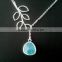 Branch, Mint Blue Pendant Statement Necklace, Lariat Birthstone Necklace, Personalized Leaf Jewelry,