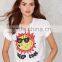 White Color Cool Cropped Sequin Tee Short Sleeve Custom Crop Top Women