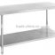 Reinforce frame 100% export European standard stainless steel kitchen work table worktable bench 2015 hot sale