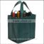 foldable reusable customized made dividers wine bottle tote bag with non woven and cotton material
