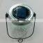Metal lid clear glass flicker blue led sun jar garden light