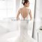 A37 Generous Lace Appliqued Bridal Wedding Gown 2016 Beaded Pearls Deep V Neck Full Length Backless Wedding Dress Mermaid Ruffle