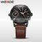 2016 new fashion popular coffee leather band Weide TOP brand men smart watch(UV1508)