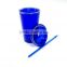 Customized FDA Plastic Tumbler with Colored Straw