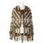 Women Fur Shawl Real Fox and Rabbit knitted Fur Shawl,KZ14097